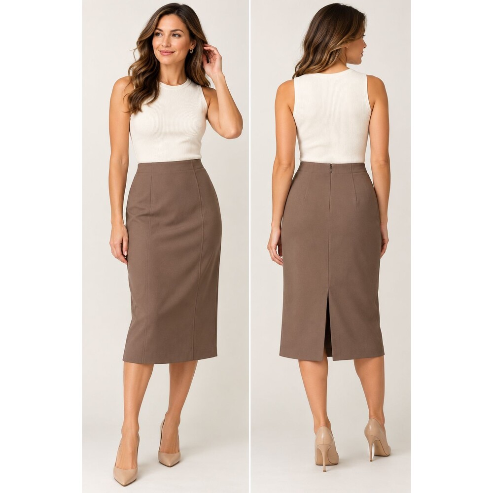 Talbots Womens Size 6  Chocolate Brown Midi Pencil Skirt Lined Easy Travel